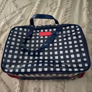 Bath & Body Works Navy and White Checkered Cosmetic Bag
